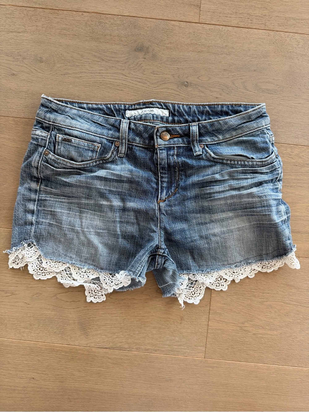 Joe's Jeans Blue Denim Shorts with White Crochet Trim
